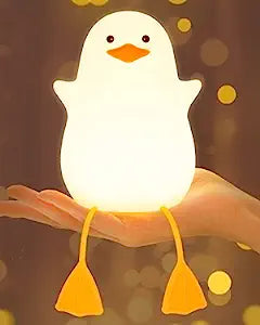 Lying Flat Duck Night Light, LED Squishy Duck Lamp, Cute Light Up Duck, Silicone Dimmable Nursery Nightlight, Rechargeable Bedside Touch Lamp for Breastfeeding, Finn The Duck.