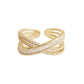 New Exquisite Cross Opening Ring Fashion Temperament Simple Ring Elegant Ladies Jewelry