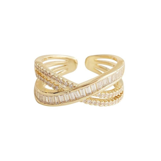 New Exquisite Cross Opening Ring Fashion Temperament Simple Ring Elegant Ladies Jewelry