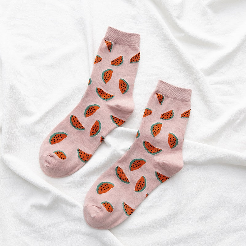 2023 New Cartoon Women&#39;s Breathable Cotton Socks Cute Cute fruit Lovely Pattern Girl Sock Combed of Pure Cotton Female Socks
