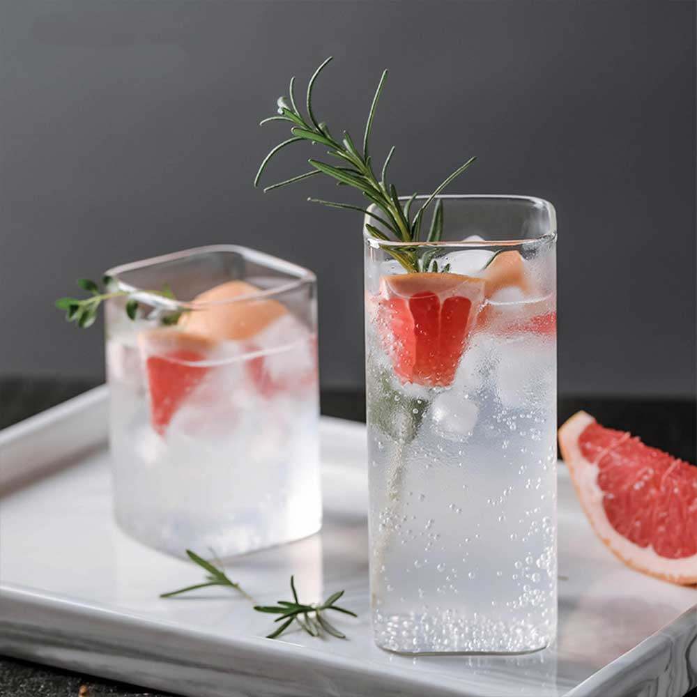 Square Simple Glass Cup Transparent Cold Drink Large-capacity Milk Juice Tea Drink Water Mousse Cups Wine Glass Beer Coffee Mug