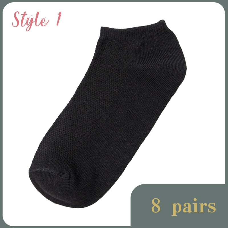 8 Pairs Lot Solid Mesh Women&#39;s Short Socks Invisible Ankle Socks Pack Ladies Spring Summer Breathable Thin Boat Socks Set